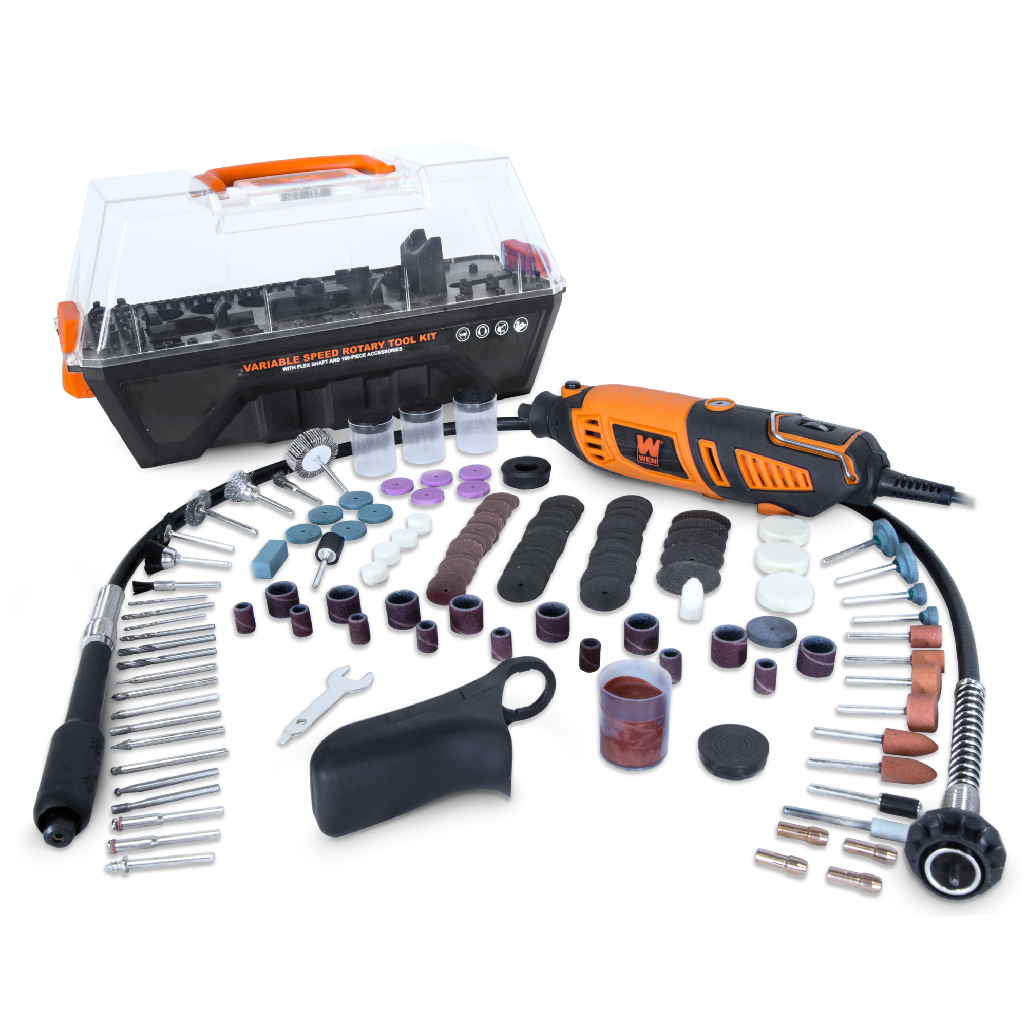 WEN Steady-Grip Rotary Tool Kit - 1.3A, 190 Pcs, 35000 RPM, Model# 23190